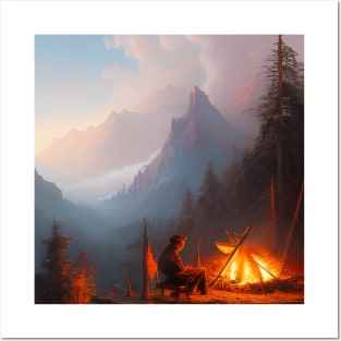 Wanderlust: A Cozy Night by the Campfire Digital AI Art Posters and Art